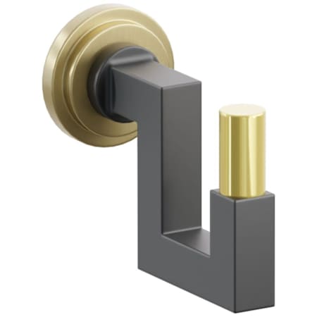 Emtek SELECT Single U Robe Hook with Satin Brass Step Disc Rose, Unlacquered Brass Smooth Tip, and Choice of Square Stem Finish Satin Brass Rosette / Flat Black Stem / Unlacquered Brass Tip