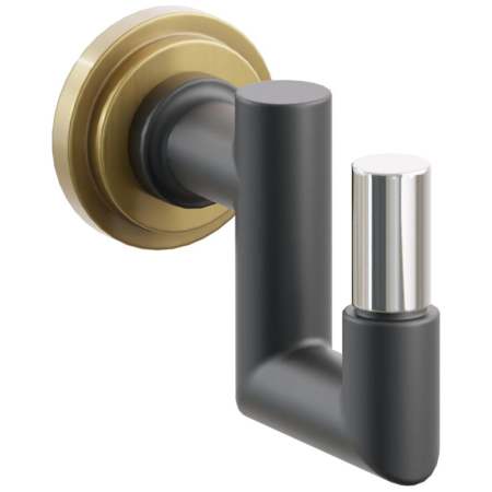 Emtek SELECT Single U Robe Hook with French Antique Step Disc Rose, Polished Nickel Smooth Tip, and Choice of Round Stem Finish French Antique Rosette / Flat Black Stem / Polished Nickel Tip