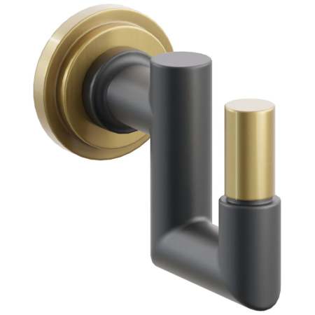 Emtek SELECT Single U Robe Hook with Flat Black Round Stem and Choice of Step Disc Rose/Smooth Tip Finish French Antique Rosette / Flat Black Stem / French Antique Tip