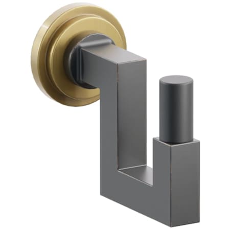 Emtek SELECT Single U Robe Hook with French Antique Step Disc Rose, Flat Black Smooth Tip, and Choice of Square Stem Finish French Antique Rosette / Oil Rubbed Bronze Stem / Flat Black Tip