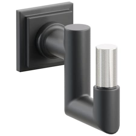 Emtek SELECT Single U Robe Hook with Polished Nickel Knurled Tip and Choice of Step Square Rose/Round Stem Finish Flat Black Rosette / Flat Black Stem / Polished Nickel Tip