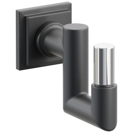 Emtek SELECT Single U Robe Hook with Polished Chrome Smooth Tip and Choice of Step Square Rose/Round Stem Finish Flat Black Rosette / Flat Black Stem / Polished Chrome Tip