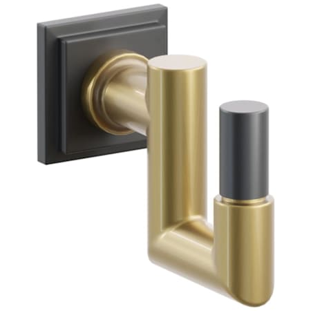 Emtek SELECT Single U Robe Hook with Flat Black Step Square Rose, Oil Rubbed Bronze Smooth Tip, and Choice of Round Stem Finish Flat Black Rosette / French Antique Stem / Oil Rubbed Bronze Tip