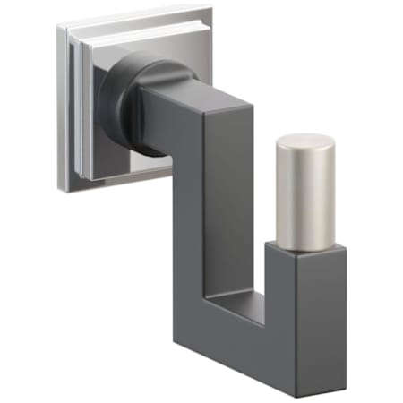 Emtek SELECT Single U Robe Hook with Polished Chrome Step Square Rose, Satin Nickel Smooth Tip, and Choice of Square Stem Finish Polished Chrome Rosette / Flat Black Stem / Satin Nickel Tip