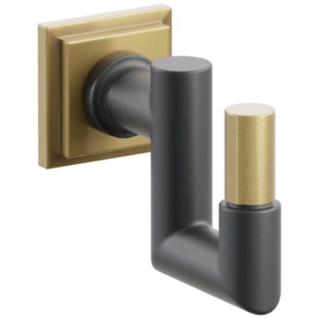 Emtek SELECT Single U Robe Hook with Flat Black Round Stem and Choice of Step Square Rose/Knurled Tip Finish French Antique Rosette / Flat Black Stem / French Antique Tip
