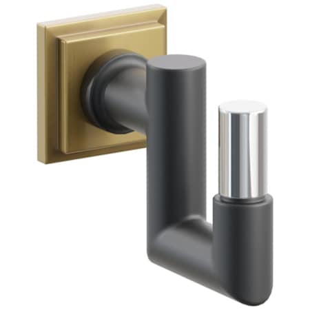 Emtek SELECT Single U Robe Hook with French Antique Step Square Rose, Polished Chrome Smooth Tip, and Choice of Round Stem Finish French Antique Rosette / Flat Black Stem / Polished Chrome Tip