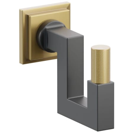 Emtek SELECT Single U Robe Hook with Flat Black Square Stem and Choice of Step Square Rose/Knurled Tip Finish French Antique Rosette / Flat Black Stem / French Antique Tip