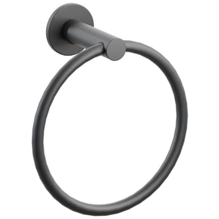 Emtek Modern Tubular 6-3/4" Wall Mounted Towel Ring with Small Disc Rosette Flat Black