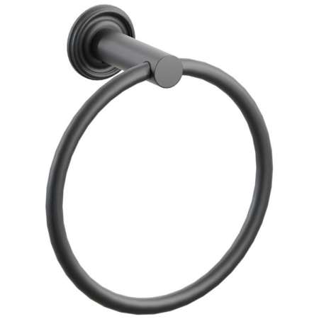 Emtek Modern Tubular 6-3/4" Wall Mounted Towel Ring with Small Regular Rosette Flat Black
