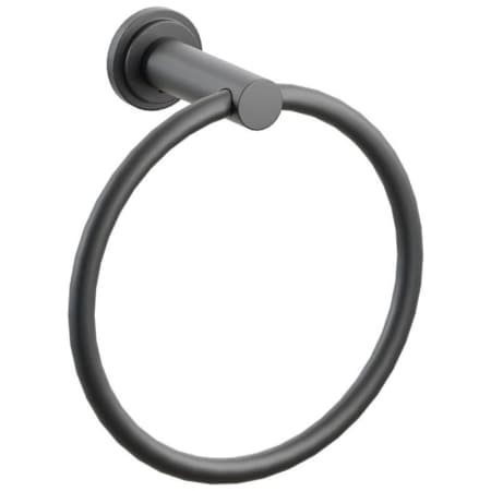Emtek Modern Tubular 6-3/4" Wall Mounted Towel Ring with Step Disc Rosette Flat Black