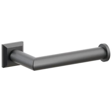 Emtek Modern Tubular Wall Mounted Euro Toilet Paper Holder with Chamfered Square Rosette Flat Black