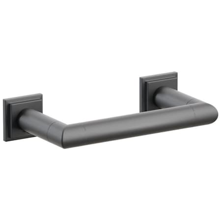 Emtek Modern Tubular Wall Mounted Pivoting Toilet Paper Holder with Step Square Rosette Flat Black
