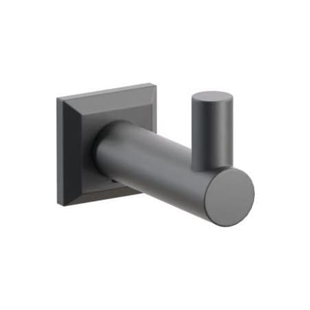 Emtek Modern Tubular Single Robe Hook with Chamfered Square Rosette Flat Black