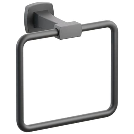 Emtek Transitional Flared 6-3/4" Wall Mounted Towel Ring with Soft Square Rosette Flat Black