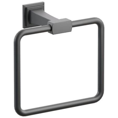 Emtek Transitional Flared 6-3/4" Wall Mounted Towel Ring with Step Square Rosette Flat Black