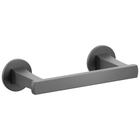 Emtek Transitional Flared Wall Mounted Pivoting Toilet Paper Holder with Small Disc Rosette Flat Black