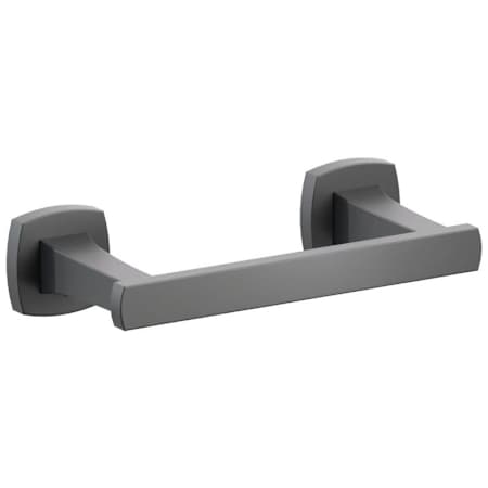 Emtek Transitional Flared Wall Mounted Pivoting Toilet Paper Holder with Soft Square Rosette Flat Black
