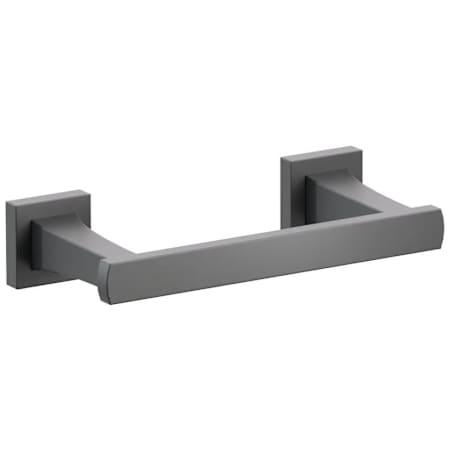 Emtek Transitional Flared Wall Mounted Pivoting Toilet Paper Holder with Small Square Rosette Flat Black