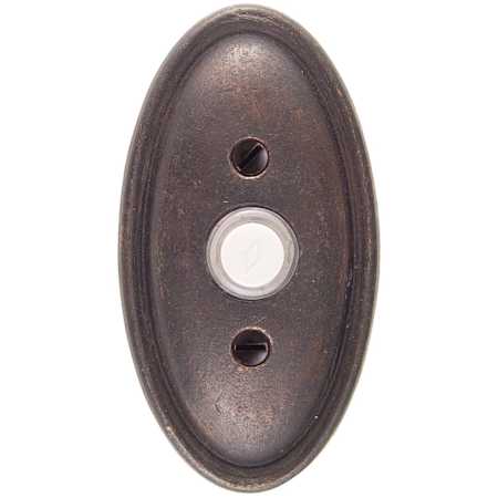 Emtek 4-1/2" Height Oval Style Bronze Lighted Doorbell Rosette from the Lost Wax Cast Bronze Collection Medium Bronze