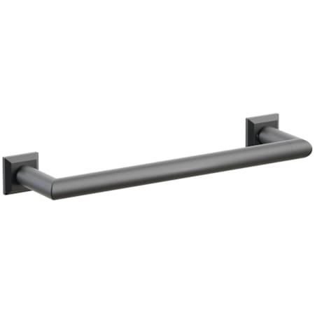 Emtek Modern Tubular 12" Towel Bar with Chamfered Square Rosette Flat Black