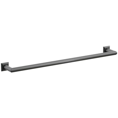 Emtek Modern Tubular 24" Towel Bar with Chamfered Square Rosette Flat Black