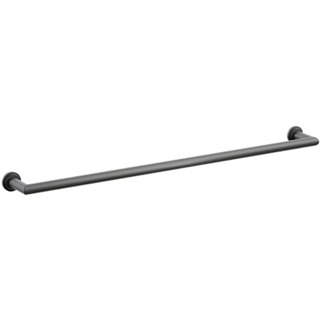 Emtek Modern Tubular 30" Towel Bar with Step Disc Rosette Flat Black