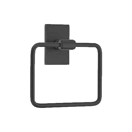Emtek Transitional Brass Single Post Towel Ring Flat Black