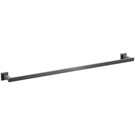 Emtek Transitional Flared 31" Towel Bar with Chamfered Square Rosette Flat Black