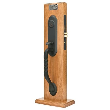 Emtek Rectangular Monolithic Mortise Style Complete Dummy Set from the Sandcast Bronze Collection Flat Black
