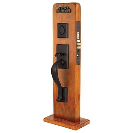 Emtek Rectangular Single Cylinder Keyed Entry Sandcast Bronze Sectional Mortise Handleset Flat Black