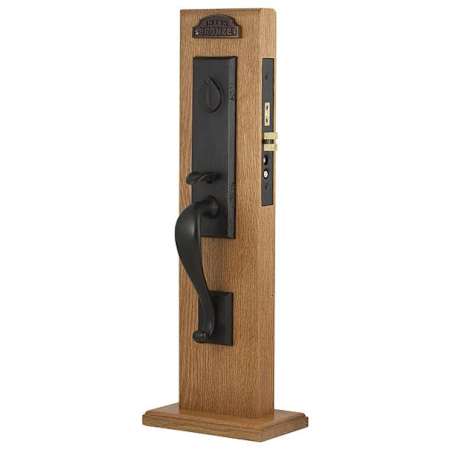 Emtek Rectangular Single Cylinder Keyed Entry Sandcast Bronze Monolithic Mortise Handleset Flat Black