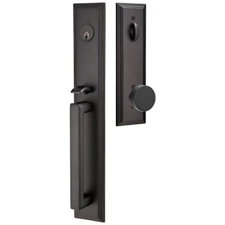Emtek Melrose Full Plate Single Cylinder Keyed Entry Handleset with Bern Interior Knob Flat Black