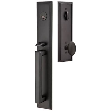 Emtek Melrose Full Plate Single Cylinder Keyed Entry Handleset with Egg Interior Knob Flat Black