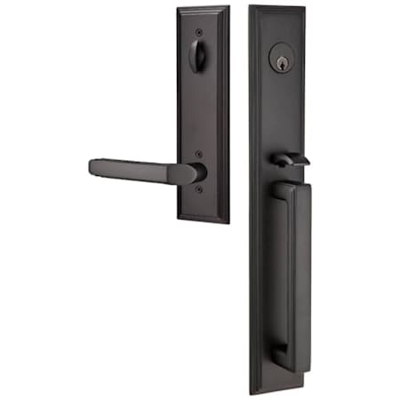Emtek Melrose Right Handed Full Plate Single Cylinder Keyed Entry Handleset with Milano Interior Lever Flat Black