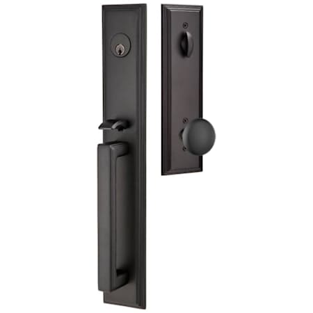 Emtek Melrose Full Plate Single Cylinder Keyed Entry Handleset with Providence Interior Knob Flat Black