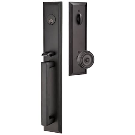 Emtek Melrose Full Plate Single Cylinder Keyed Entry Handleset with Waverly Interior Knob Flat Black