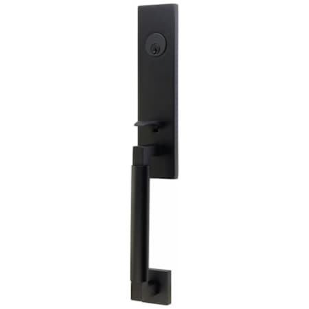 Emtek Hercules Smooth Monolithic Tubular Single Cylinder Keyed Entry Handle Set Flat Black