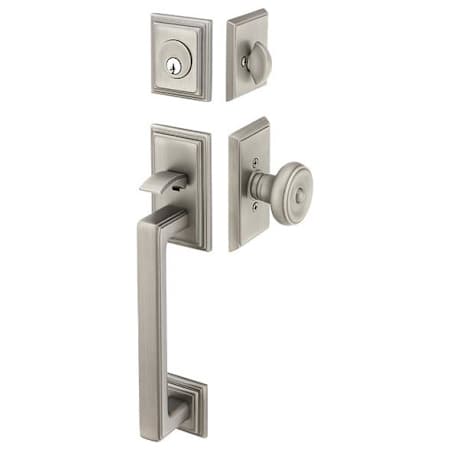 Emtek Hamden Double Cylinder Keyed Entry Handleset from the Brass Modern Collection Pewter