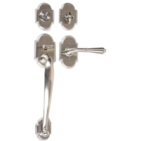 Emtek Nashville Single Cylinder Keyed Entry Classic Brass Handleset Satin Nickel