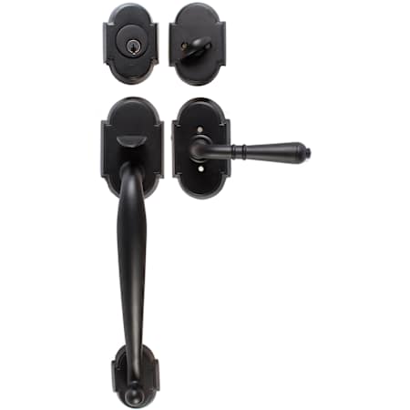 Emtek Nashville Single Cylinder Keyed Entry Classic Brass Handleset Flat Black