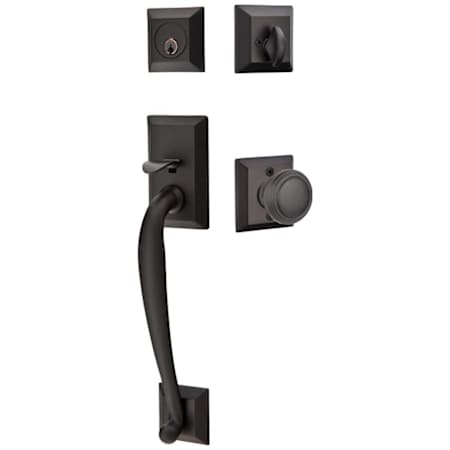 Emtek Franklin Sectional Single Cylinder Keyed Entry Handleset with Norwich Interior Knob Flat Black