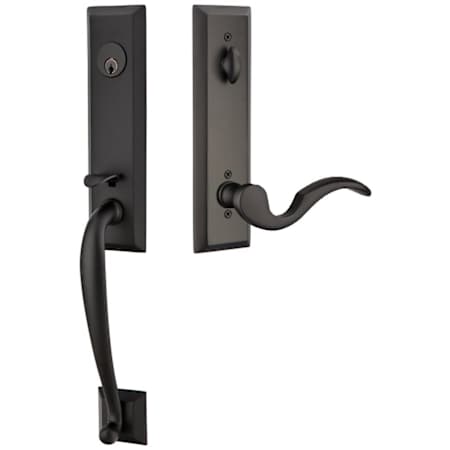 Emtek Adams Left Handed One Piece Single Cylinder Keyed Entry Handleset with Cortina Interior Lever Flat Black