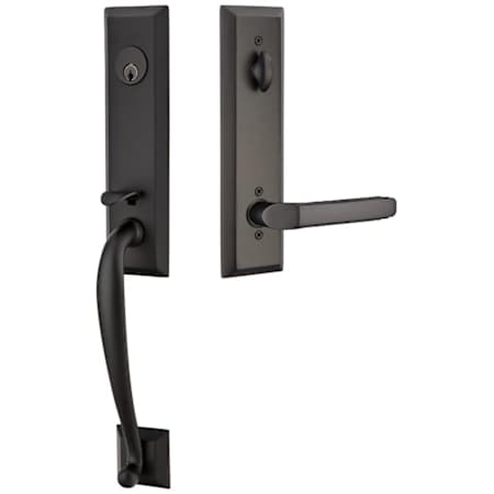 Emtek Adams Right Handed One Piece Single Cylinder Keyed Entry Handleset with Milano Interior Lever Flat Black