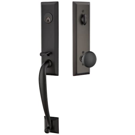 Emtek Adams One Piece Single Cylinder Keyed Entry Handleset with Providence Interior Knob Flat Black