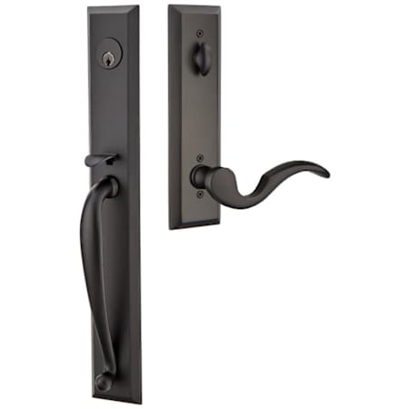 Emtek Jefferson Left Handed Full Plate Single Cylinder Keyed Entry Handleset with Cortina Interior Lever Flat Black