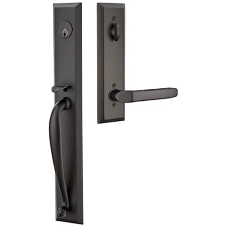 Emtek Jefferson Left Handed Full Plate Single Cylinder Keyed Entry Handleset with Milano Interior Lever Flat Black