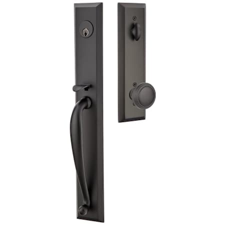 Emtek Jefferson Full Plate Single Cylinder Keyed Entry Handleset with Norwich Interior Knob Flat Black