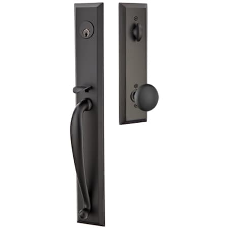 Emtek Jefferson Full Plate Single Cylinder Keyed Entry Handleset with Providence Interior Knob Flat Black