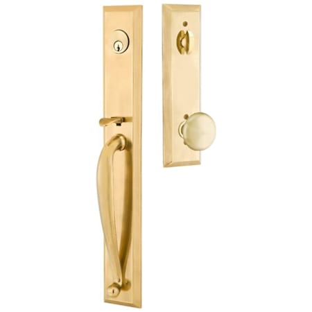 Emtek Jefferson Full Plate Single Cylinder Keyed Entry Handleset with Providence Interior Knob French Antique