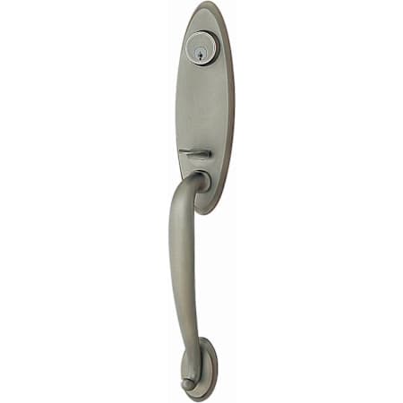 Emtek Marietta Double Cylinder Keyed Entry Brass Modern Handleset Pewter